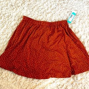 Burnt orange and white polka dot skirt